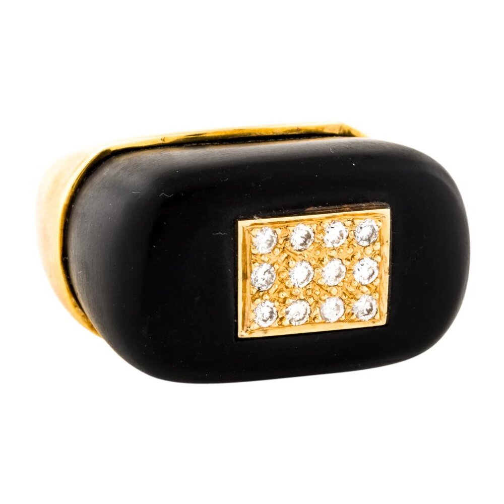 Kara Ross 14K Diamond & Jet Cocktail Ring, Size 6